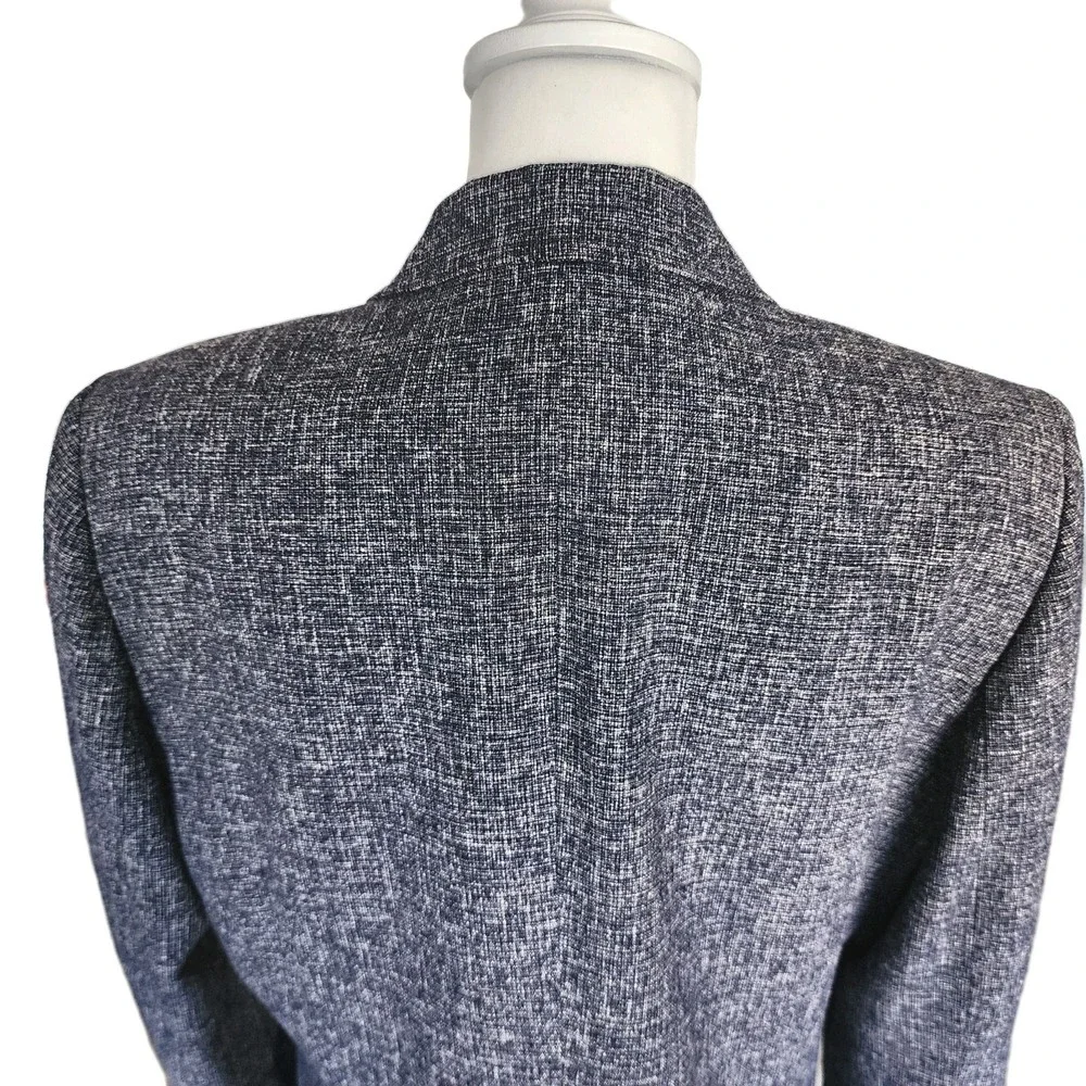 Preston & York 2pc‎ Skirt Suit Set Womens 12 Blue White Business Career Office